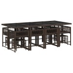 vidaXL Set mobilier de grădină, 13 piese, maro, cu perne, poliratan