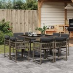 vidaXL Set mobilier grădină cu perne, 9 piese, gri, poliratan vidaXL Set mobilier grădină cu perne, 9 piese, gri, poliratan