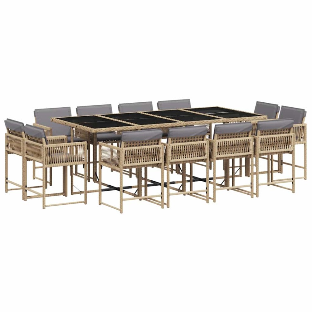 vidaXL Set mobilier grădină cu perne, 13 piese, bej combinat poliratan