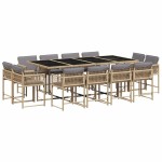 vidaXL Set mobilier grădină cu perne, 13 piese, bej combinat poliratan