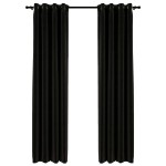 vidaXL Perdele opace, aspect pânză, 2 buc., antracit, 140 x 225 cm
