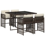 vidaXL Set mobilier de grădină, 5 piese, cu perne, maro, poliratan vidaXL Set mobilier de grădină, 5 piese, cu perne, maro, poliratan