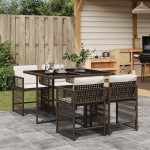 vidaXL Set mobilier de grădină, 5 piese, cu perne, maro, poliratan vidaXL Set mobilier de grădină, 5 piese, cu perne, maro, poliratan