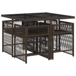 vidaXL Set mobilier de grădină, 5 piese, cu perne, maro, poliratan vidaXL Set mobilier de grădină, 5 piese, cu perne, maro, poliratan