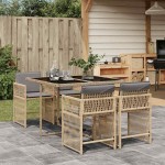 vidaXL Set mobilier pentru grădină, 5 piese, cu perne, bej, poliratan vidaXL Set mobilier pentru grădină, 5 piese, cu perne, bej, poliratan