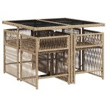 vidaXL Set mobilier pentru grădină, 5 piese, cu perne, bej, poliratan vidaXL Set mobilier pentru grădină, 5 piese, cu perne, bej, poliratan