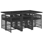vidaXL Set mobilier de grădină cu perne, 7 piese, negru, poliratan vidaXL Set mobilier de grădină cu perne, 7 piese, negru, poliratan
