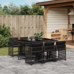 vidaXL Set mobilier de grădină cu perne, 7 piese, negru, poliratan vidaXL Set mobilier de grădină cu perne, 7 piese, negru, poliratan