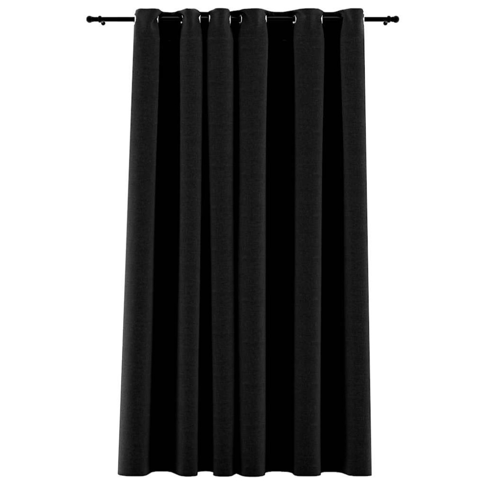 vidaXL Perdea opacă, aspect pânză, cu ocheți, antracit, 290x245 cm