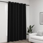 vidaXL Perdea opacă, aspect pânză, cu ocheți, antracit, 290x245 cm vidaXL Perdea opacă, aspect pânză, cu ocheți, antracit, 290x245 cm