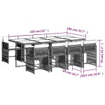 vidaXL Set mobilier de grădină cu perne, 9 piese, negru, poliratan