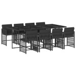 vidaXL Set mobilier de grădină cu perne, 9 piese, negru, poliratan vidaXL Set mobilier de grădină cu perne, 9 piese, negru, poliratan