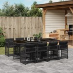 vidaXL Set mobilier de grădină cu perne, 9 piese, negru, poliratan vidaXL Set mobilier de grădină cu perne, 9 piese, negru, poliratan