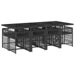 vidaXL Set mobilier de grădină cu perne, 9 piese, negru, poliratan vidaXL Set mobilier de grădină cu perne, 9 piese, negru, poliratan