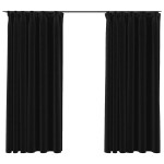 vidaXL Draperii opace aspect in, cârlige, 2 buc., antracit, 140x175 cm vidaXL Draperii opace aspect in, cârlige, 2 buc., antracit, 140x175 cm
