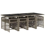 vidaXL Set mobilier grădină cu perne, 9 piese, gri, poliratan vidaXL Set mobilier grădină cu perne, 9 piese, gri, poliratan