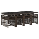 vidaXL Set mobilier de grădină cu perne, 9 piese, maro, poliratan