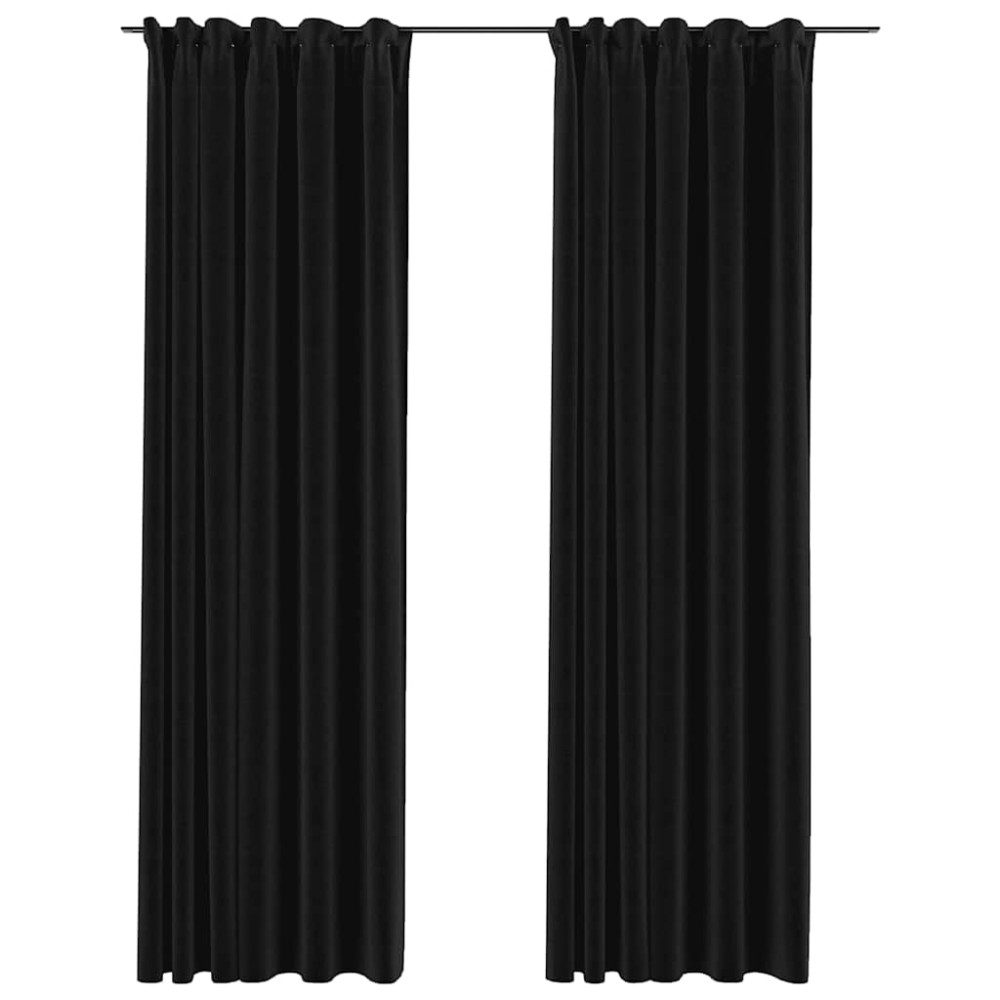 vidaXL Draperii opace aspect in, cârlige, 2 buc., antracit, 140x225 cm