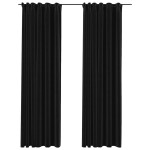 vidaXL Draperii opace aspect in, cârlige, 2 buc., antracit, 140x225 cm vidaXL Draperii opace aspect in, cârlige, 2 buc., antracit, 140x225 cm