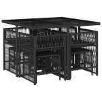 vidaXL Set mobilier de grădină cu perne, 9 piese, negru, poliratan