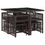 vidaXL Set mobilier de grădină cu perne, 9 piese, maro, poliratan