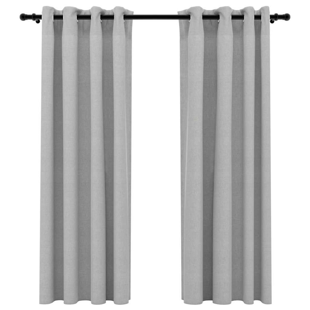 vidaXL Draperii opace, aspect in, cu ocheți, 2 buc., gri, 140x175 cm