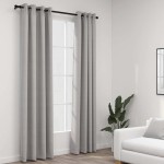 vidaXL Perdele opace, aspect pânză, cu ocheți, 2 buc., gri, 140x225 cm vidaXL Perdele opace, aspect pânză, cu ocheți, 2 buc., gri, 140x225 cm
