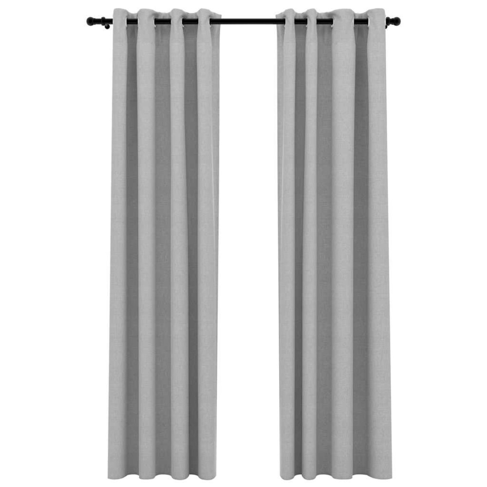 vidaXL Perdele opace, aspect pânză, cu ocheți, 2 buc., gri, 140x245 cm
