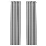 vidaXL Perdele opace, aspect pânză, cu ocheți, 2 buc., gri, 140x245 cm vidaXL Perdele opace, aspect pânză, cu ocheți, 2 buc., gri, 140x245 cm