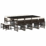 vidaXL Set mobilier de grădină, 13 piese, maro, cu perne, poliratan vidaXL Set mobilier de grădină, 13 piese, maro, cu perne, poliratan