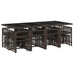 vidaXL Set mobilier de grădină, 13 piese, maro, cu perne, poliratan vidaXL Set mobilier de grădină, 13 piese, maro, cu perne, poliratan