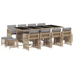 vidaXL Set mobilier grădină cu perne, 13 piese, bej combinat poliratan