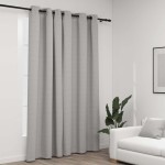vidaXL Perdea opacă, aspect pânză, cu ocheți, gri, 290x245 cm vidaXL Perdea opacă, aspect pânză, cu ocheți, gri, 290x245 cm