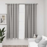 vidaXL Draperii opace aspect pânză, cu cârlige, 2 buc, gri, 140x175 cm vidaXL Draperii opace aspect pânză, cu cârlige, 2 buc, gri, 140x175 cm