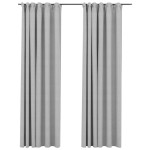 vidaXL Perdele opace aspect pânză, cârlige, 2 buc. gri, 140x225 cm vidaXL Perdele opace aspect pânză, cârlige, 2 buc. gri, 140x225 cm