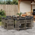 vidaXL Set mobilier grădină cu perne, 9 piese, gri, poliratan vidaXL Set mobilier grădină cu perne, 9 piese, gri, poliratan