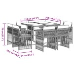 vidaXL Set mobilier de grădină cu perne, 9 piese, maro, poliratan