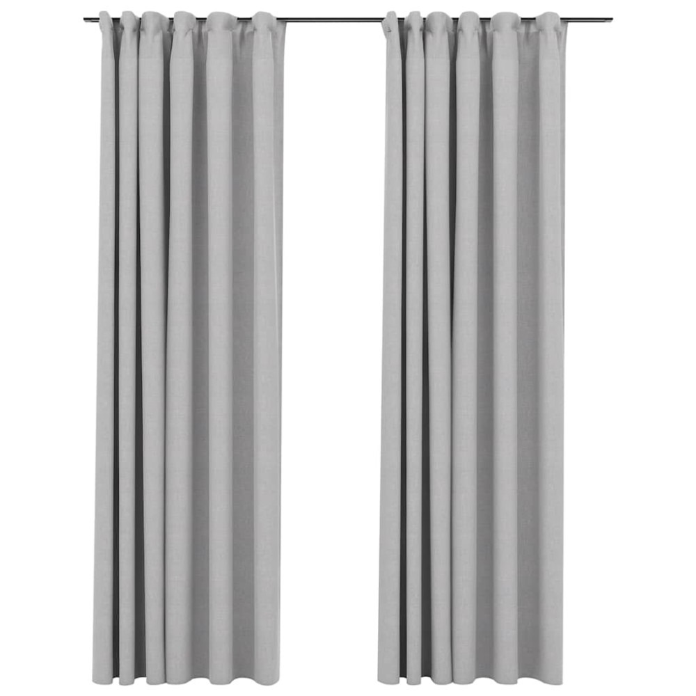 vidaXL Perdele opace aspect pânză, cârlige 2 buc. gri taupe 140x245 cm