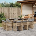 vidaXL Set mobilier grădină cu perne, 11 piese bej combinat poliratan vidaXL Set mobilier grădină cu perne, 11 piese bej combinat poliratan