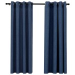 vidaXL Perdele opace aspect pânză cu ocheți 2 buc. 140x175 cm albastru