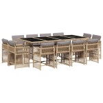 vidaXL Set mobilier grădină cu perne, 13 piese, bej combinat poliratan