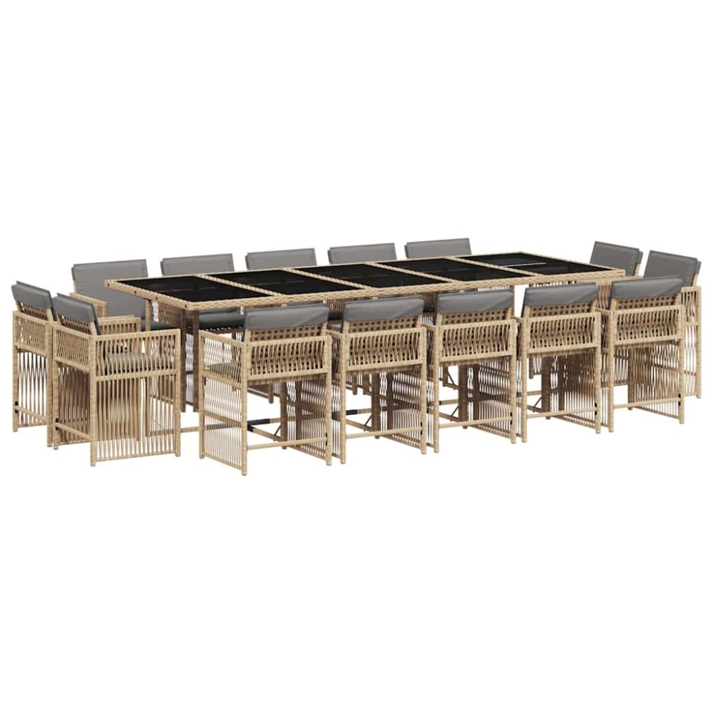 vidaXL Set mobilier grădină cu perne, 15 piese, bej combinat poliratan