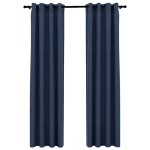 vidaXL Perdele opace aspect pânză cu ocheți 2 buc albastru 140x245 cm vidaXL Perdele opace aspect pânză cu ocheți 2 buc albastru 140x245 cm