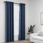 vidaXL Perdele opace aspect pânză cu ocheți 2 buc albastru 140x245 cm vidaXL Perdele opace aspect pânză cu ocheți 2 buc albastru 140x245 cm