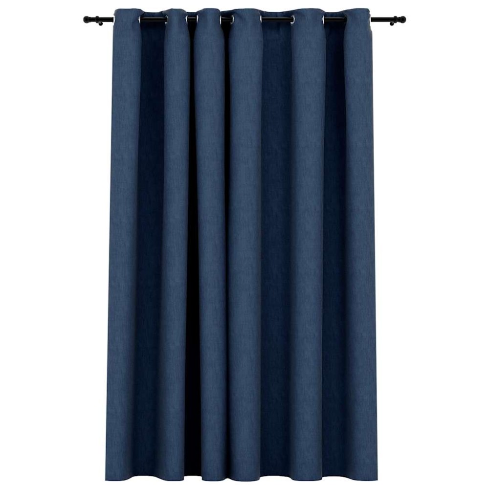 vidaXL Perdea opacă, aspect pânză, cu ocheți, albastru, 290x245 cm
