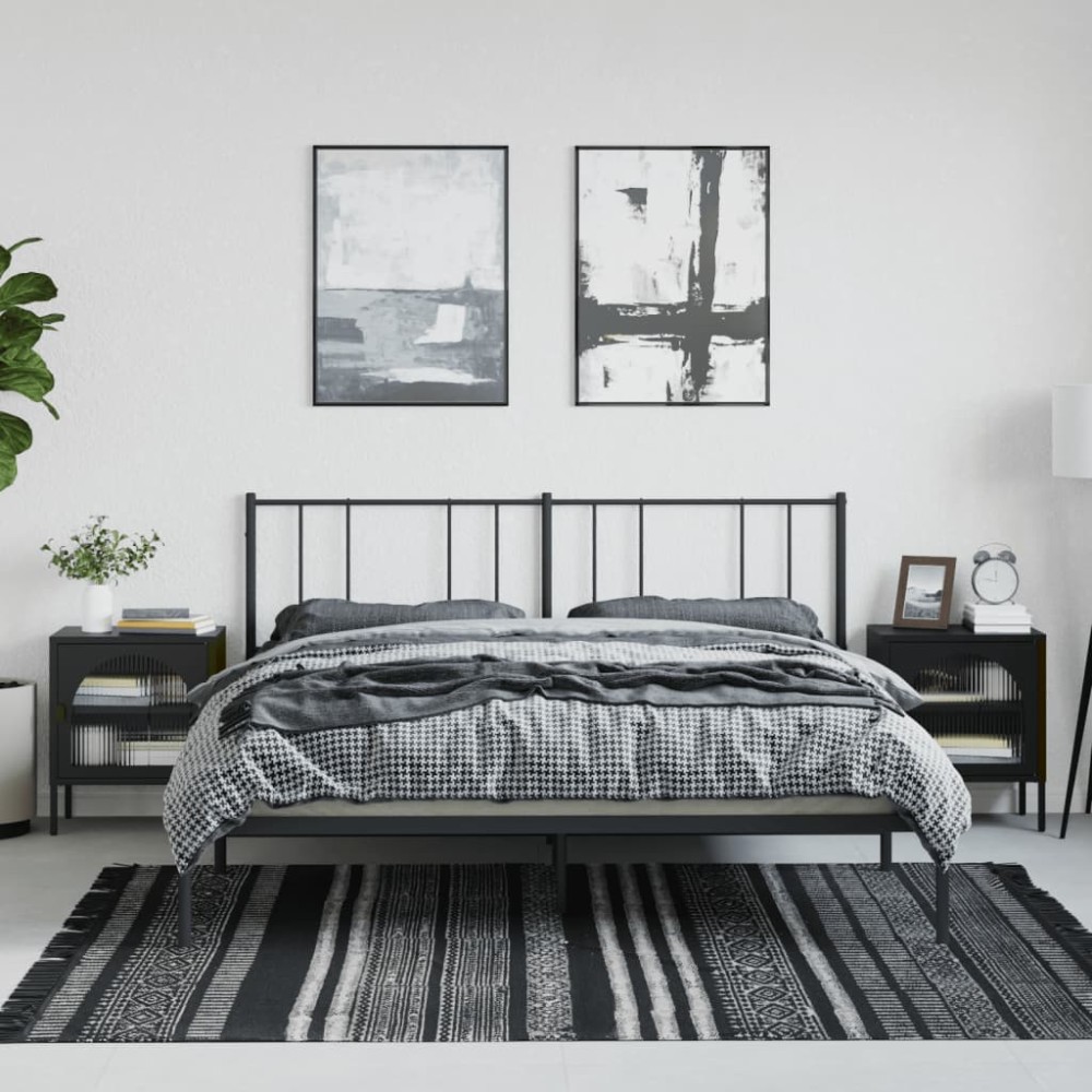 vidaXL Noptiere, 2 buc., negru, 50x35x60 cm, sticlă și oțel