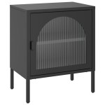 vidaXL Noptiere, 2 buc., negru, 50x35x60 cm, sticlă și oțel vidaXL Noptiere, 2 buc., negru, 50x35x60 cm, sticlă și oțel