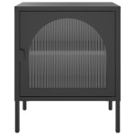 vidaXL Noptiere, 2 buc., negru, 50x35x60 cm, sticlă și oțel vidaXL Noptiere, 2 buc., negru, 50x35x60 cm, sticlă și oțel