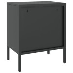vidaXL Noptiere, 2 buc., negru, 50x35x60 cm, sticlă și oțel vidaXL Noptiere, 2 buc., negru, 50x35x60 cm, sticlă și oțel