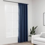 vidaXL Draperie opacă, aspect de in, albastru, 290x245 cm, cu cârlige vidaXL Draperie opacă, aspect de in, albastru, 290x245 cm, cu cârlige